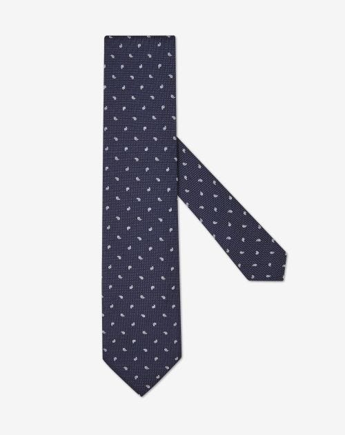 Blauwe stropdas met microcashmere-patroon van zuivere zijde
