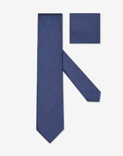 Cravatta blu fantasia microcircle in pura seta
