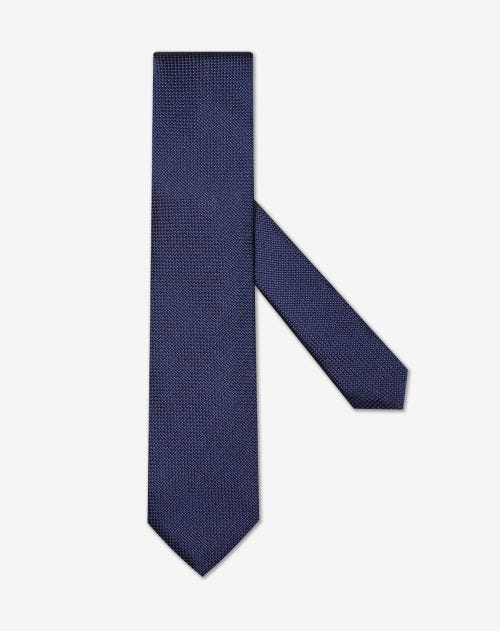Blauwe stropdas met honingraatfantasie van zuivere zijde