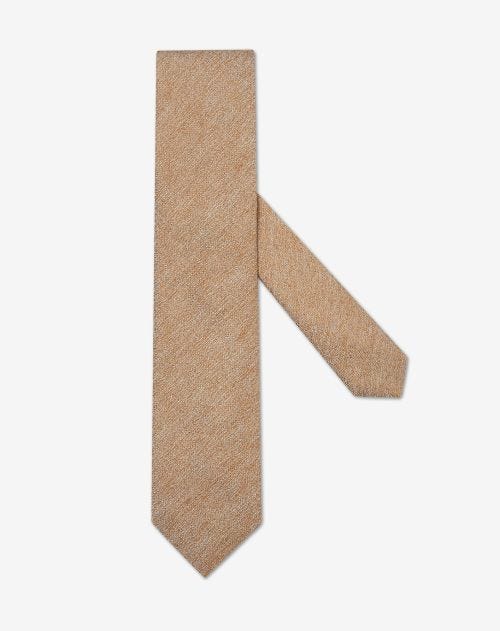 Burnt brown faux solid colour pure silk tie