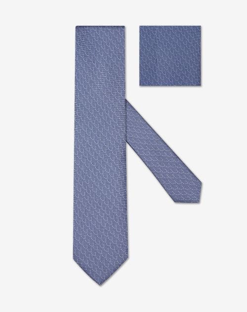 Blue printed silk twill tie