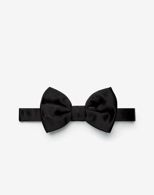Black pure silk satin bow tie