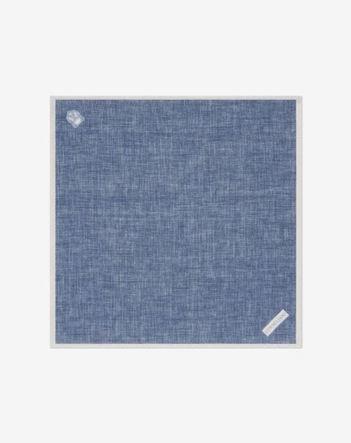Blue linen pocket square