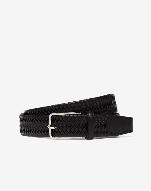 Black braided regenerated leather belt