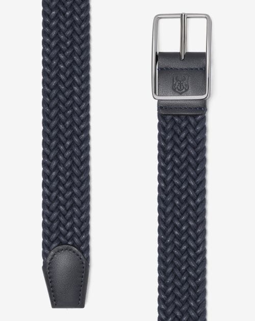 Cintura intrecciata in cotone cerato blu navy
