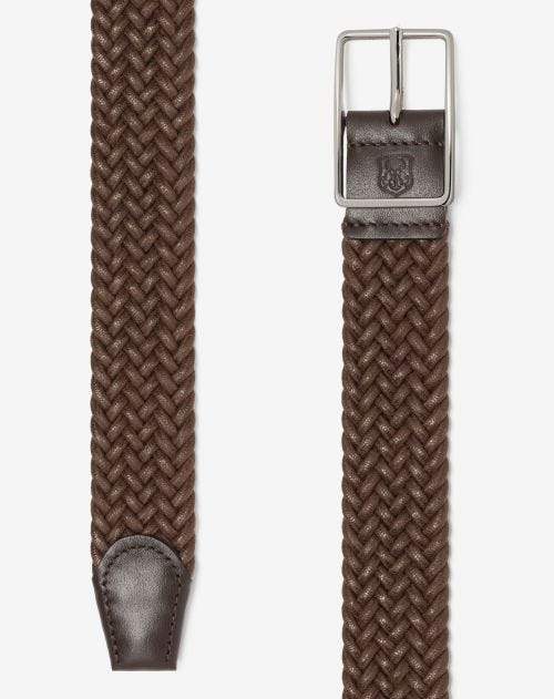 Cintura intrecciata in cotone cerato marrone