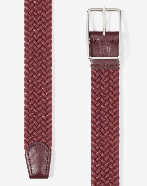 Burgundy braided waxed cotton belt