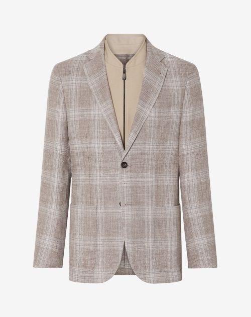 Light brown linen and wool jacket with inner vest