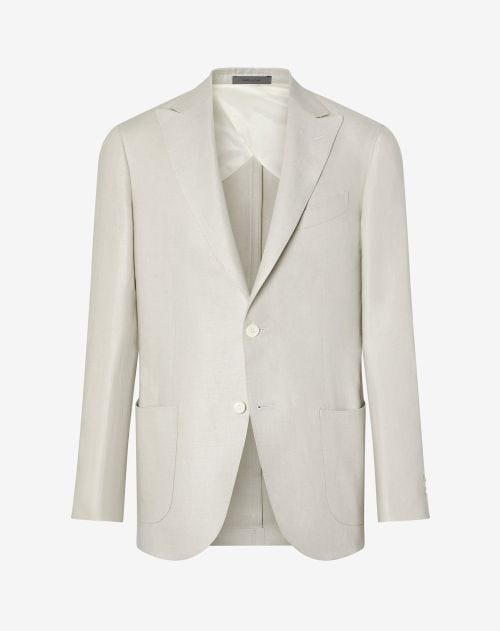 White two-button pure linen jacket