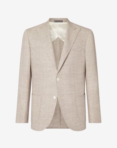 Beige two-button linen and wool jacket