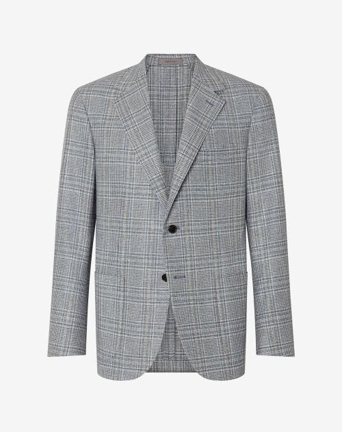Blue two-button silk and wool jacket