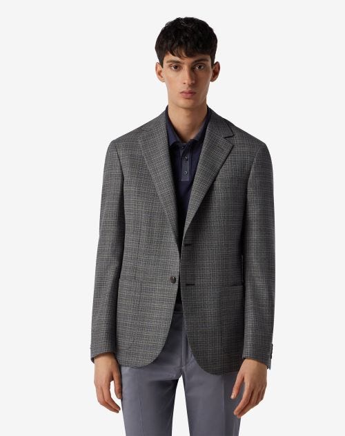 Charcoal grey single-breasted wool jacket